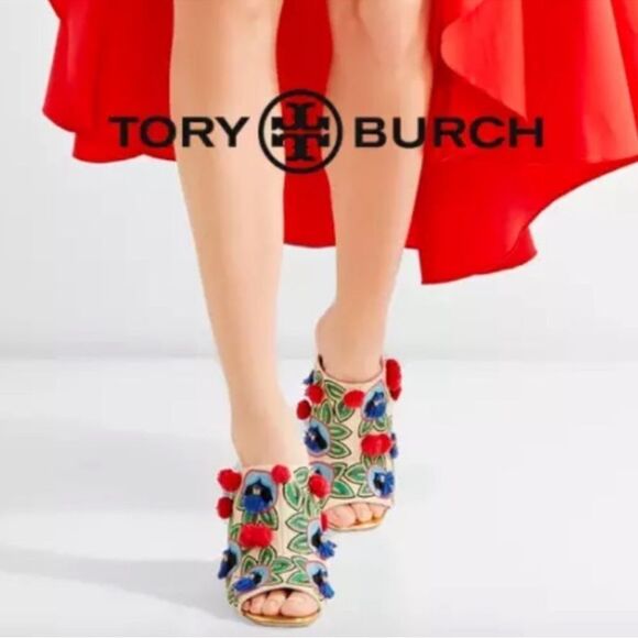 Tory Burch Ellis Embroidered Mules - Picture 2 of 16